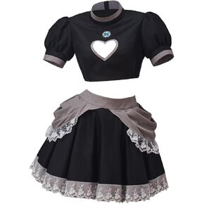 Willyacos Bowsette Cosplay Dress Sexy Black Short Princess Bowsette Cosplay Costume Dress Tops Skirts Outfit for Adult Women