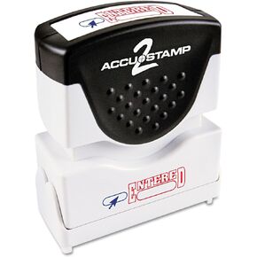 AccuStamp - ختم رسالة ACCU-STAMP2 مع مصراع، لونين، مُدخل، 1-5/8 بوصة × 1/2 بوصة، حبر مسبق، حبر أحمر وأزرق (035544)