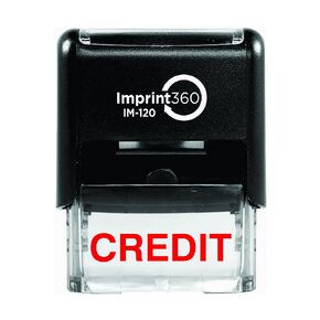 Supply360 AS-IMP1086 - Credit,Solid Text, Heavy Duty Commerical Quality Self-Inking Rubber Stamp, Red Ink, 9/16" x 1-1/2" Impression Size, Laser Engraved for Clean, Precise Imprints