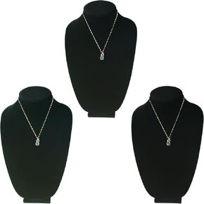 Julsky 3 قطعة/الحزمة قلادة ثلاثية الأبعاد عرض تمثال نصفي قلادة حامل لبيع منظم حامل مجوهرات مخملي أسود (أسود) in Kuwait