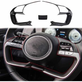 Korlot Carbon Fiber Interior Steering Wheel Cover Trim for Hyundai Tucson/Santa Cruz 2022+ for Elantra 2021+