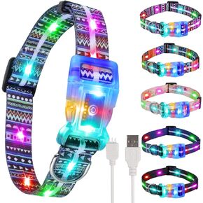 YUSHANG 2 Pack Light Up Dog Collars,LED Dog Collar Rechargeable Waterproof,Buckle Glow Collar for Medium Large Dogs-ML(Neck:14.17-24.8")