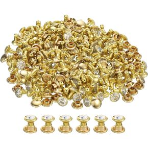 uxcell 100Pcs Silver Rhinestone Rivets, 7mm/0.28" Leathercraft Rivets Crystal Rivets Metal Double Cap Rhinestone Stud Rivets Stud for DIY Leather Craft Making Purse Clothing Shoes Belt
