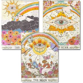 GemZono 3 Pieces Tarot Sun Moon & Stars Adult Diamond Painting Kit, 5D Diamond Art Round Full Diamond Painting Kit, Polka Dot Diamond Digital Painting Kit for Beginners (11.8x15.7in)