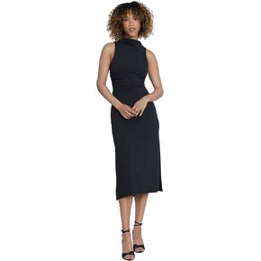Maggy London Draped Mock Neck Sleeveless Sheath Ruched Waist | Black Dresses for Women in Kuwait