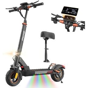 Electric Scooter for Adults, Foldable eScooter with Seat, 10" Off Road Pneumatic Tube Tires e Scooter, 800W Motor E-Scooter Up to 30 Miles Range Max, 28MPH Top Speed, Offroad Eletric Scooter