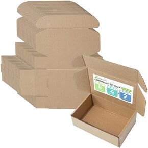Golden State Art, 6x4x2 inches Shipping Boxes Pack of 26, Brown Corrugated Cardboard Boxes for Mailing Packing Literature Mailer