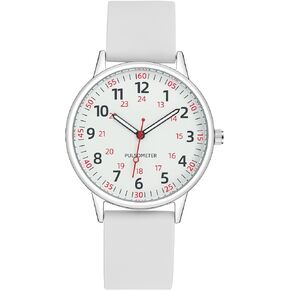 IBSO Women Watch for Nurse Easy to Read Dial Wristwatches Silicone Band Water Resistant Watches Second Hand and 24 Hour