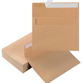 Wishop 100 Pack Brown A7 Envelopes Self-Adhesive 5x7 Envelopes for Invitations, 5x7 Greeting Cards (Brown, 5.24 x 7.21 Inches)