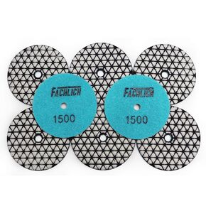 Diamond Polishing Pads 4 Inch Dry 8 Pieces Grits 1500 for Granite Marble Quartz Stone Countertop Tiles by FACHLICH