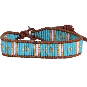KELITCH Blue Diamond-shaped Bracelets Boho Seed Beaded Bracelets Hand-Braided Bangle Bracelet
