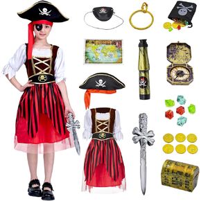 Pirate Costume for Girls Role Play Set Dress-up Costumes- Sea Buccaneer Costume Dress up