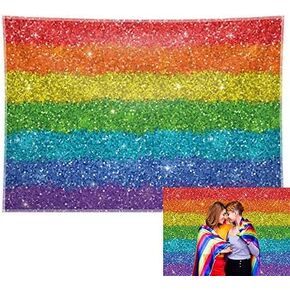 Swepuck 84x60inch Durable Fabric Colorful Printed Pride Month Backdrop (No Glitter No Sequins) for Rainbow Party Decorations Flag Girl Photo Banner