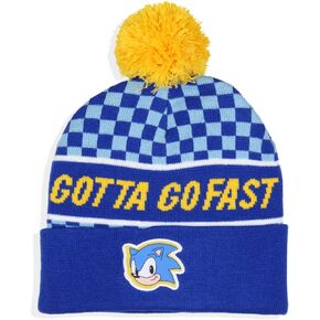 Sonic The Hedgehog Gotta Go Fast Cuffed Pom Beanie Hat Blue