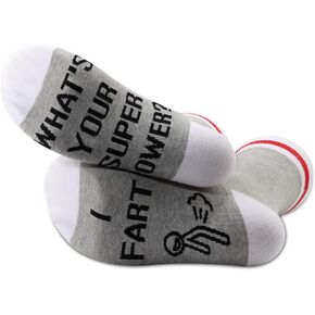 G2TUP 2 Pairs Fart Joke Gift Fart Socks I Fart What’s Your Super Power Socks Poop Gift