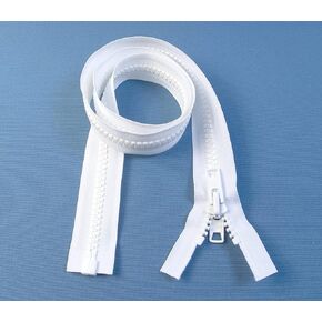 #10 Heavy Duty Marine Grade YKK Separating Zipper - Metal Tab Slider - Color White - Choose Your Length - Made in The United States (1 Zipper Per Pack) (24" Inches)
