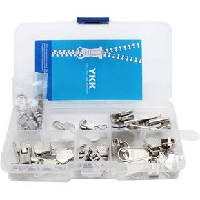 YKK Zipper Repair Kit Metal Assorted Aluminum Slider Easy Container Storage Sets of #3, #4.5, #5, and #10 Include #3, #4.5, #5, and #10 Top & Bottom Stops