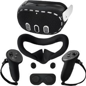 Silicone Protective Case Set for Oculus/Meta Quest 3 Accessories. Includes Vr Case, Controller Grip Cover and Silicone Face Cover