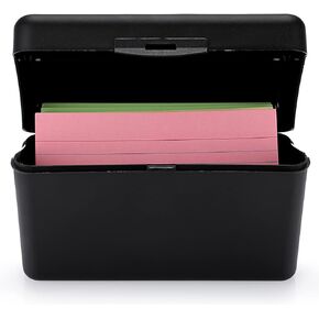 BTSKY 1 Pack 3 x 5 inch Index Card Box - Index Card Holder Notecard Box Recipe Card Box Plastic Storage Organizer for Filling Index Cards, Note cards, Flashcards, Recipes and Addresses(Black)