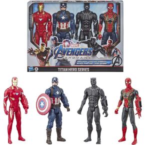 Marvel Avengers Endgame Titan Hero Series 12" Action Figures Captain America, Iron Spider, Black Panther, and Iron Man (4 Action Figures)