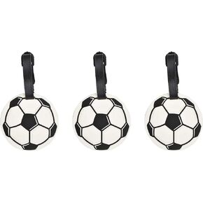 Sports Luggage Tags Soccer Ball ID for Backpacks or Travel, 3 Inch, Set of 3