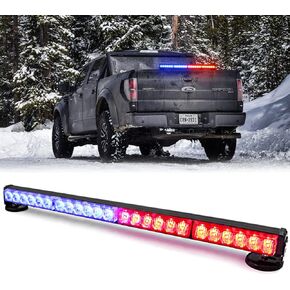 12 LED Emergency Hazard Warning Strobe Flashing Light Bar Wireless Battery W/Magnetic Base and Rechargeable Plug for Beacon Rooftop Safety Vehicles Tow Trucks Tractor Snowplow