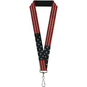 Buckle-Down Lanyard-1.0"-Vintage Us Flag Stretch