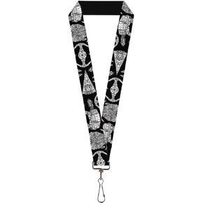 Buckle-Down Star Wars Lanyard, Star Wars Ships and Vehicles Black Grays, Elastic