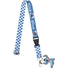 Bioworld Stitch 22 Inch Blue & White Checkered Lanyard