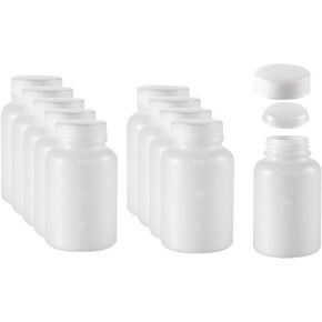uxcell Plastic Lab Chemical Reagent Bottle 150ml/5oz Wide Mouth Sample Sealing Liquid Storage Container 10pcs