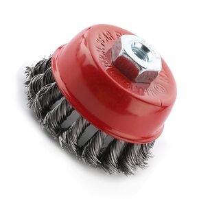 Auniwaig Twist Knotted Crimped Steel Brush Steel Wire Crimped Wire Cup Brush Wire Cup Brush 75mm Cup Brush with M10 x 1.5 Threaded Hole 1 Pcs