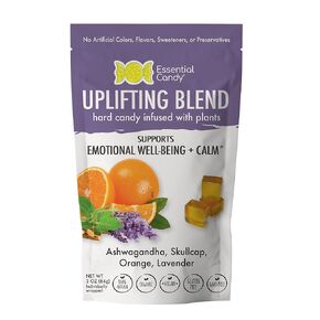 Organic Uplifting Blend Hard Candy - Orange, Lavender, Ashwagandha, Skullcap - Support Calm, Mood, Stress Relief, Relaxation - All-Natural, Gluten-Free, Non-GMO, Vegan, Soy-Free - 24 Count (Pack of 1)
