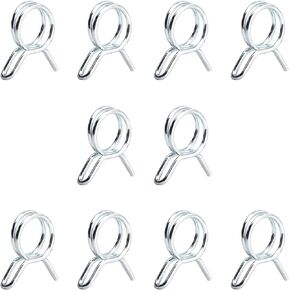 MroMax Double Wire Spring Hose Clamp-6mm Inner Dia Fuel Line Silicone Tube Spring Clips Low Pressure Air Clip Zinc Plated Silver Tone for Motorcycle Scooter ATV 10Pcs