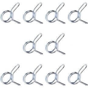 MroMax Double Wire Spring Hose Clamp-6mm Inner Dia Fuel Line Silicone Tube Spring Clips Low Pressure Air Clip Zinc Plated Silver Tone for Motorcycle Scooter ATV 10Pcs