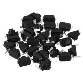PATIKIL Latching Push Button Switch, 30 Pcs Bent Pin On/Off Self-Lock DC 30V 1A Micro Control Switch for Flashlight Light Lamp Wall Outlet DIY, Black