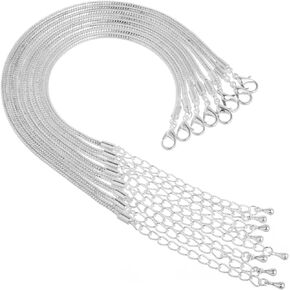 RUBYCA European Charm Bracelet Silver Color Snake Chain Lobster Clasp Jewelry Making 6.3 Inch 5pcs