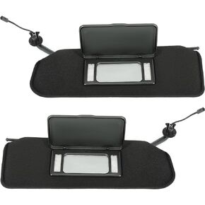 KUAFU Sun Visor Pair w/Updated LED Lighted Vanity Mirror Compatible with 1997-2004 Chevrolet Corvette C5 Left Driver & Right Passenger Side Sun Shades Pair Replacement for 10442033 10442034 Black