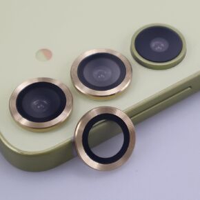 for Samsung Galaxy S24 Camera Lens Protector Metal Crystal Tempered Glass Screen Accessories Cover for (Gold, S24)