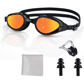 Swim Goggles, Anti Fog,No Leaking,UV Protection,Shatter-Proof, Clear Wide Vision Triathlon Swim Goggles
