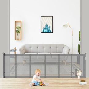 157" Extra Wide Retracrable Baby Gate 34" Tall, Dog Gate for The House, Mesh Safety Pet Dog Gate for Stairs, Indoor, Outdoor, Doorways, Hallways (White)