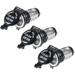 3pcs Cigarette Lighter Socket DC 12V Car Cigarette Lighter 12 Volt Car Power Outlet Socket Replacement with Cover for Automotive Truck RV Boat Motorcycle