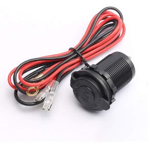 Waterproof 12V Cigarette Lighter Socket Power Outlet Receptacle for Car Boat Marine Motorcycle Scooter RV with Wire Fuse DIY Kit