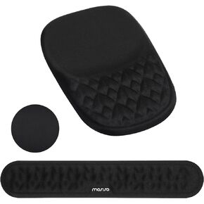 MOSISO Keyboard Wrist Rest&Ergonomic Slope Design Mousepad Wrist Rest Support&Coaster, Massage Non-Slip&Pain Relief Easy Typing Cushion with Memory Foam for Home Office, Black