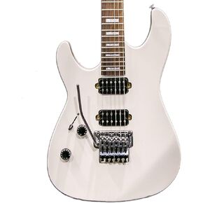 جيتار كهربائي GoDpsMusic 6 String Sawtooth ST-M24 مع فلويد روز، أبيض ساتان لليد اليسرى (ST-M24-LH-SWH)
