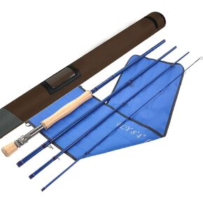 Aventik S-Glass Fly Fishing Rod, 6-8ft 1/2/3/4/5/8wt Ultra Light Classic Medium Fast Action Super Fiberglass Fly Rods in Red,Orange,Brown,Yellow,Green with Carrying Case