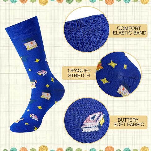 6 أزواج من الجوارب المبتكرة لهدايا التخرج، جوارب فئة 2024 للنساء والرجال الخريجين للجنسين جوارب كاجوال للطاقم، 6 ألوان in Kuwait