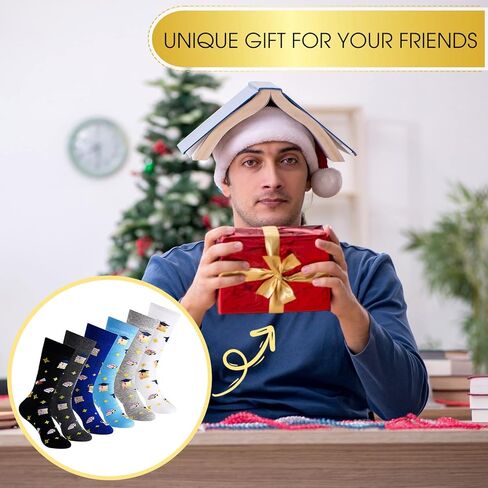 6 أزواج من الجوارب المبتكرة لهدايا التخرج، جوارب فئة 2024 للنساء والرجال الخريجين للجنسين جوارب كاجوال للطاقم، 6 ألوان in Kuwait