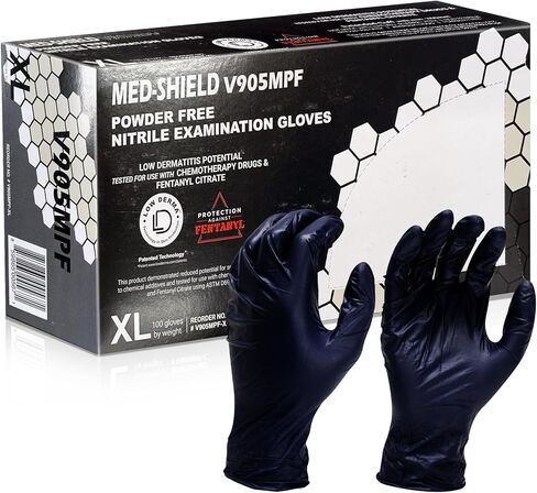 Jointown Fentanyl-Resistant Medical Nitrile Exam Gloves, Disposable Nitrile Gloves for Powder & Latex-Free, Non-Sterile, Food Safe, 5.5 mil, Black, Medium Size, 100 Count in Kuwait