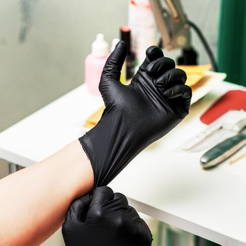 Jointown Fentanyl-Resistant Medical Nitrile Exam Gloves, Disposable Nitrile Gloves for Powder & Latex-Free, Non-Sterile, Food Safe, 5.5 mil, Black, Medium Size, 100 Count in Kuwait