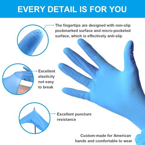 قفازات FINITEX Nitrile للفحص الطبي للاستعمال مرة واحدة، 4 مل خالية من المسحوق، خالية من اللاتكس، 1000 قطعة، قفازات تنظيف المنزل للطعام in Kuwait